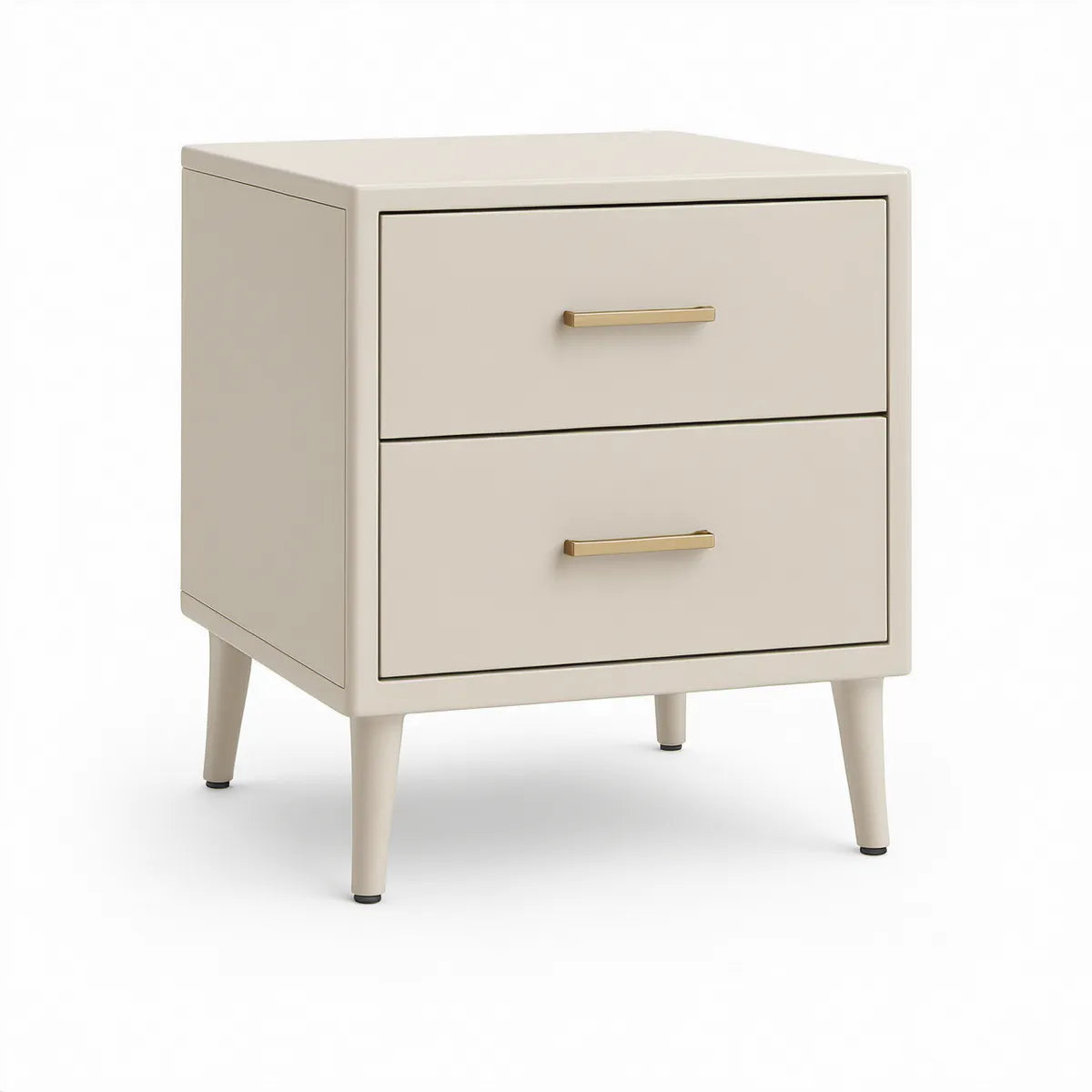 Ivory Two-Drawer Nightstand with Gold-Tone Pulls, 20 x 16 x 24 in