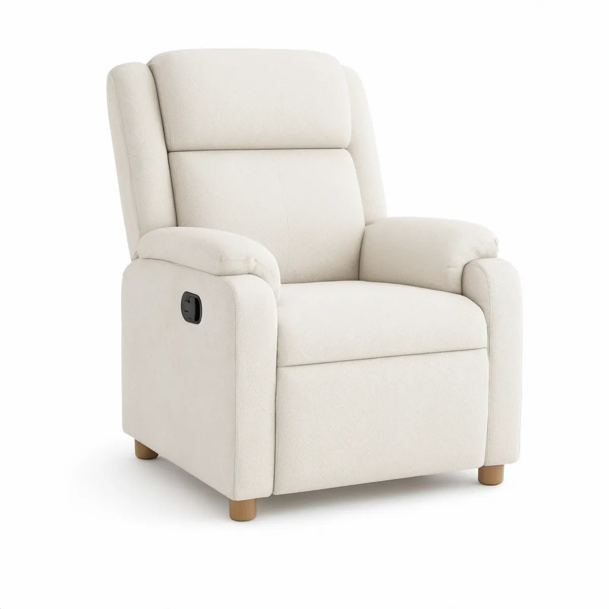 Cream Manual Recliner with Polyester Upholstery, 35.4 x 37.8 x 40.2 in