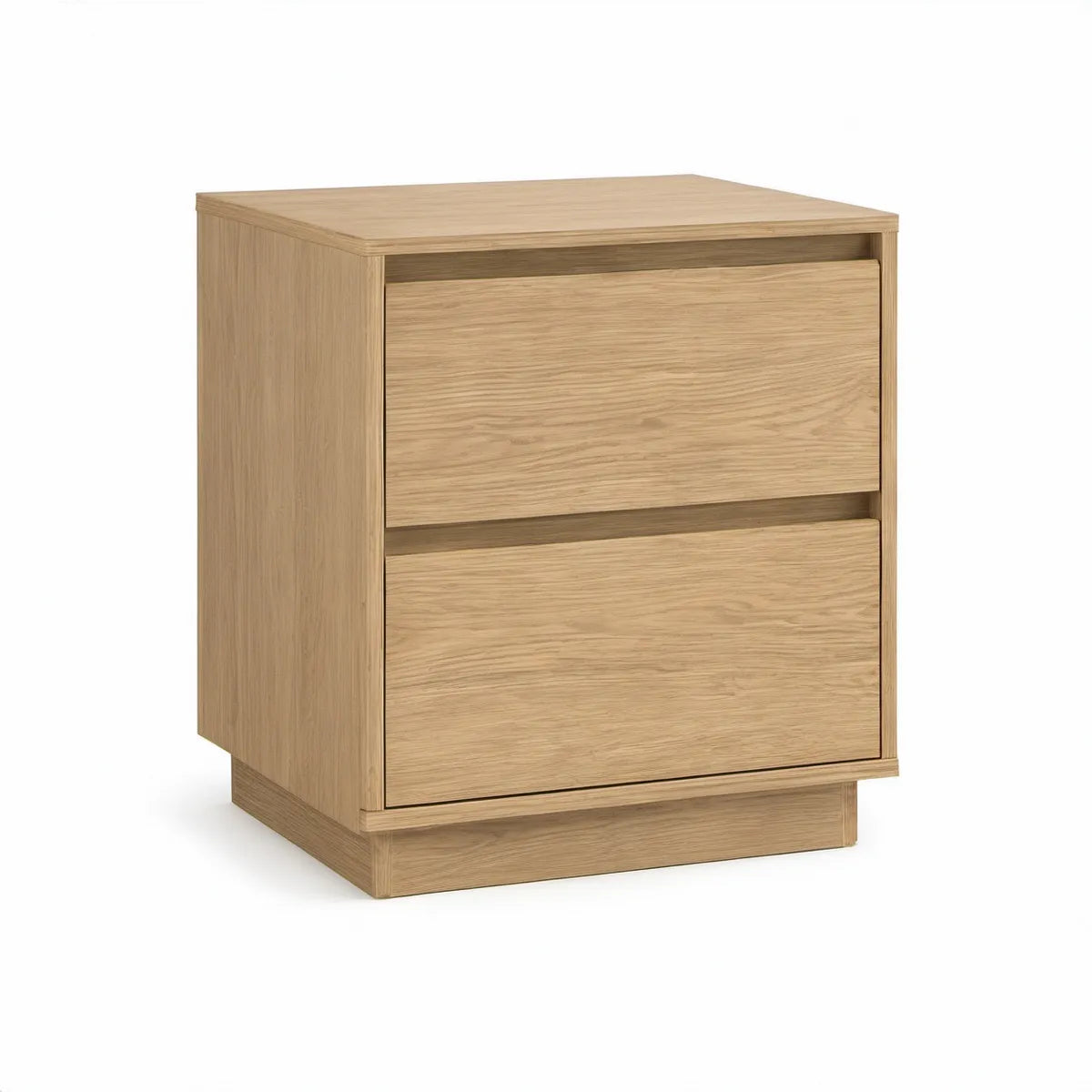 2-Drawer Nightstand, Natural Oak Veneer MDF, 23.6 x 17.7 x 25.6 in