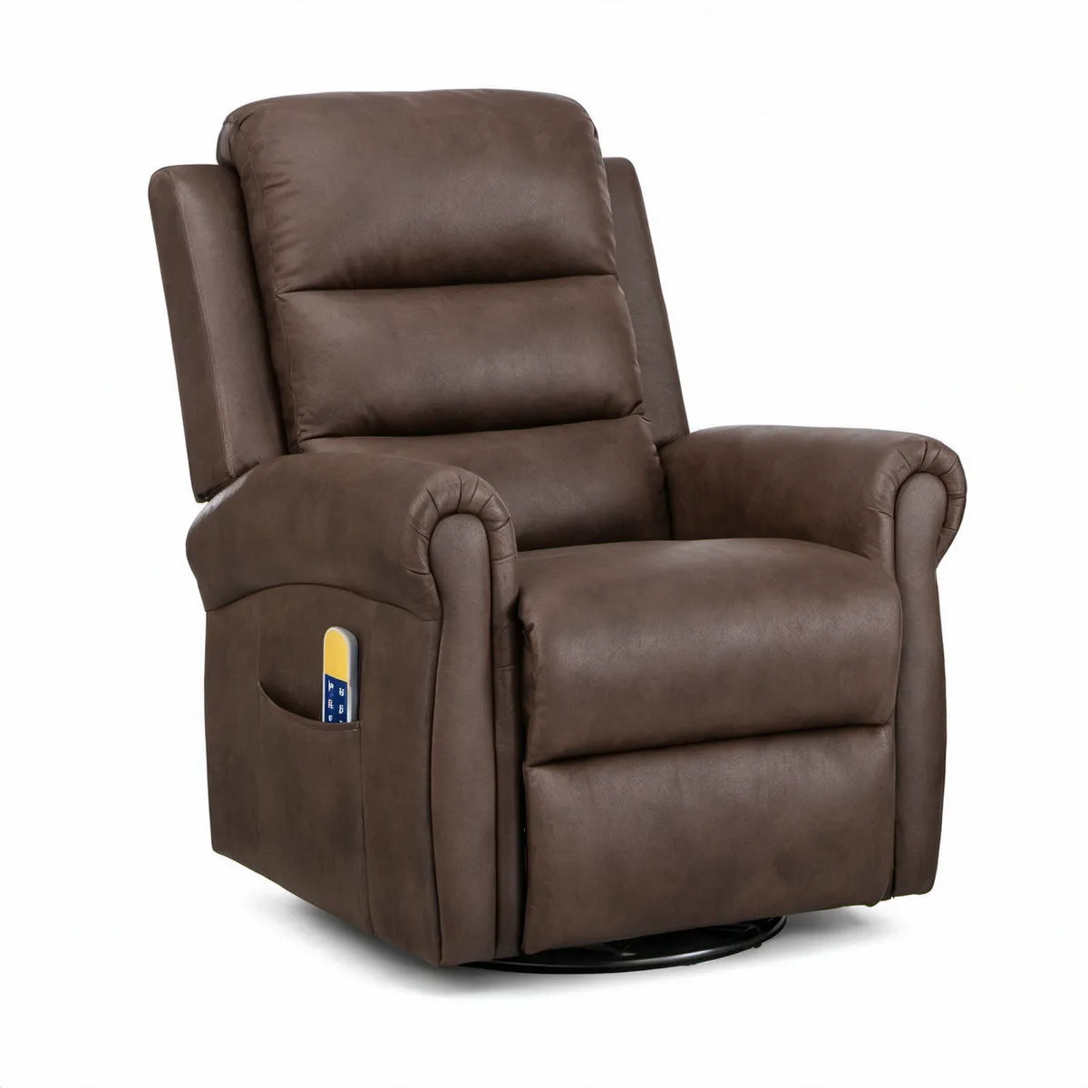 Brown Power Swivel Recliner with Remote Control, 35.4 x 37.8 x 41.7 in